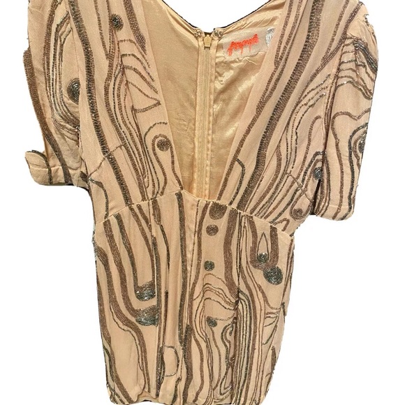 Free People Stone River Beaded Romper in Pink Champagne Size 2 - Picture 2 of 7